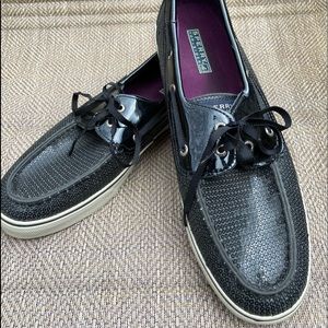 Black Sequin Sperry Bahama Topsiders